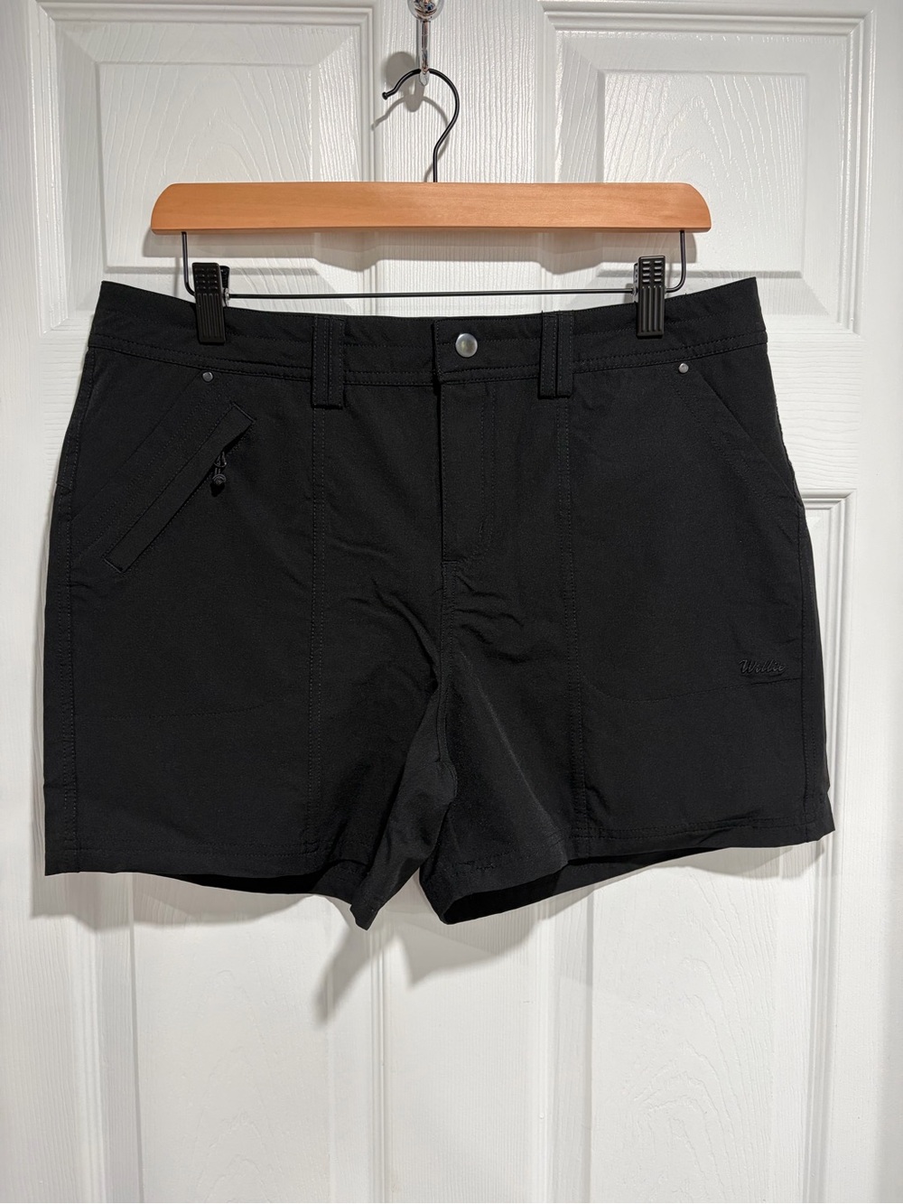 Willit Women’s Black Casual Activewear Shorts Belt Loops Snap Waist 12